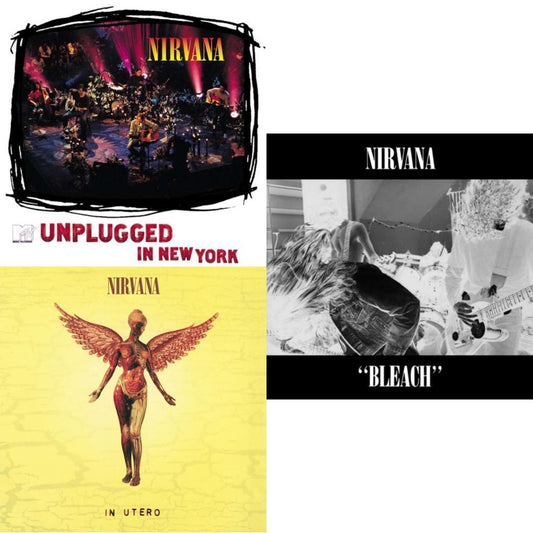 Nirvana - Bleach & In Utero (180G/33-1/3 RPM) & Unplugged In N.Y. - LP Vinyl Bundle