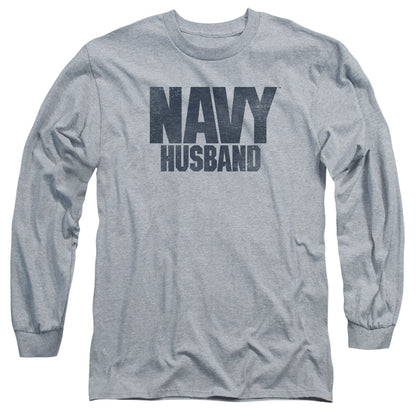 Navy Husband Mens Long Sleeve Shirt Athletic Heather Officially Licensed
