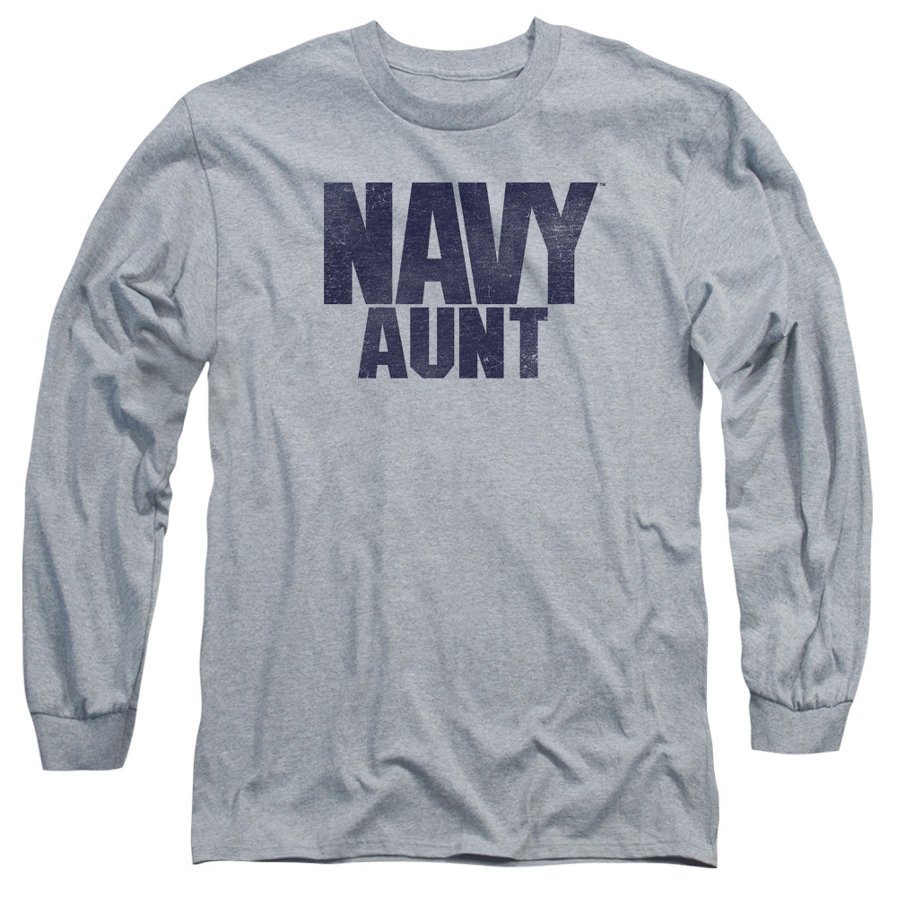 Navy Aunt Mens Long Sleeve Shirt Athletic Heather Officially Licensed