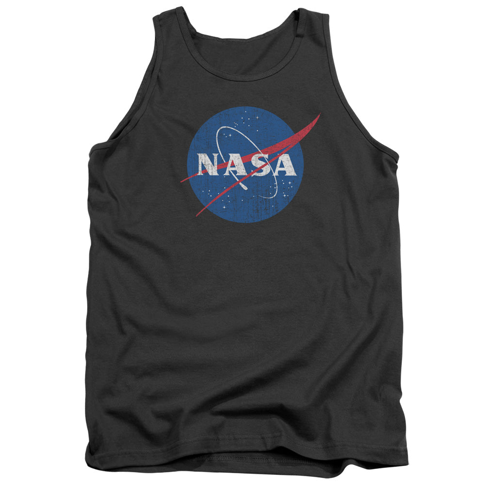 Nasa Meatball Logo Distressed Mens Tank Top Shirt Charcoal