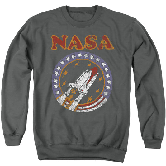 Nasa Retro Shuttle Mens Crewneck Sweatshirt Charcoal Officially Licensed