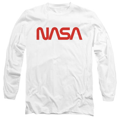 Nasa Worm Logo Mens Long Sleeve Shirt White Officially Licensed