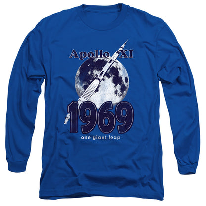 Nasa One Giant Leap Mens Long Sleeve Shirt Royal Blue Officially Licensed