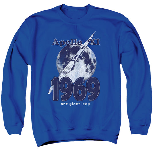Nasa One Giant Leap Mens Crewneck Sweatshirt Royal Blue Officially Licensed