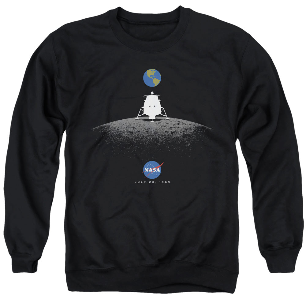 Nasa Moon Landing Simple Mens Crewneck Sweatshirt Black Officially Licensed
