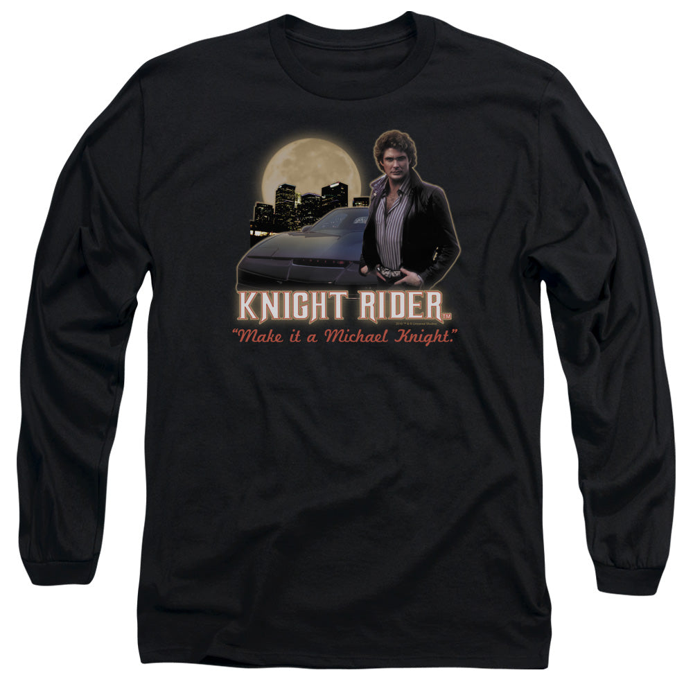 Knight Rider Full Moon Mens Long Sleeve Shirt Black