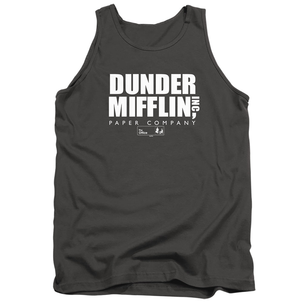 The Office Dunder Mifflin Logo Mens Tank Top Shirt Charcoal