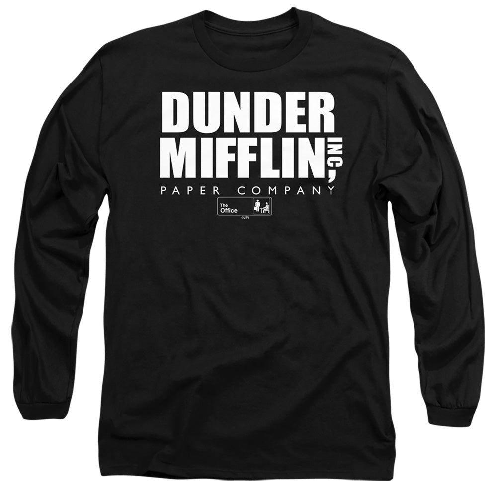 The Office Dunder Mifflin Logo Mens Long Sleeve Shirt Black Officially Licensed