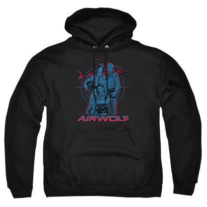 Airwolf Graphic Mens Hoodie Black Officially Licensed