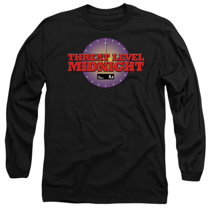 The Office Threat Level Midnight Logo Mens Long Sleeve Shirt Black Officially Licensed