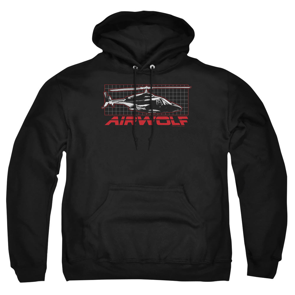 Airwolf Grid Mens Hoodie Black Officially Licensed