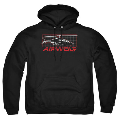 Airwolf Grid Mens Hoodie Black Officially Licensed