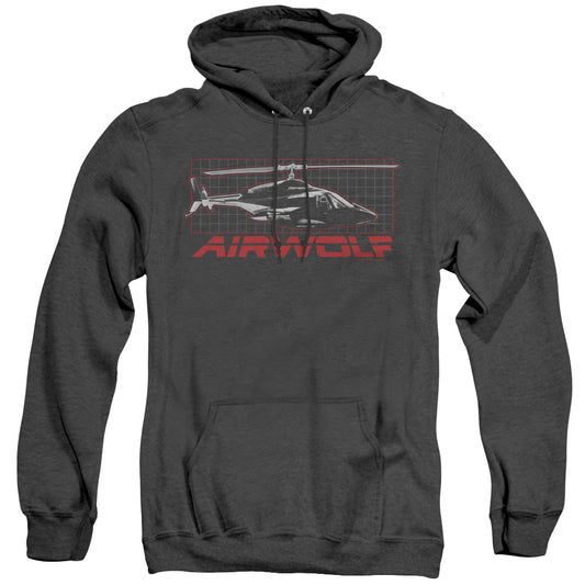 Airwolf Grid Heather Mens Hoodie Black Officially Licensed