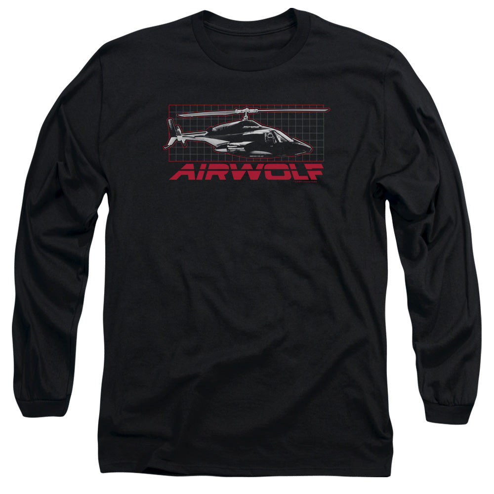 Airwolf Grid Mens Long Sleeve Shirt Black