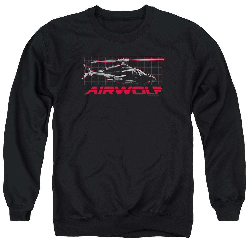 Airwolf Grid Mens Crewneck Sweatshirt Black