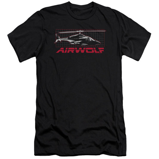 Airwolf Grid Premium Bella Canvas Slim Fit Mens T Shirt Black