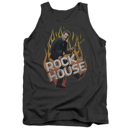 House Rock The House Mens Tank Top Shirt Charcoal