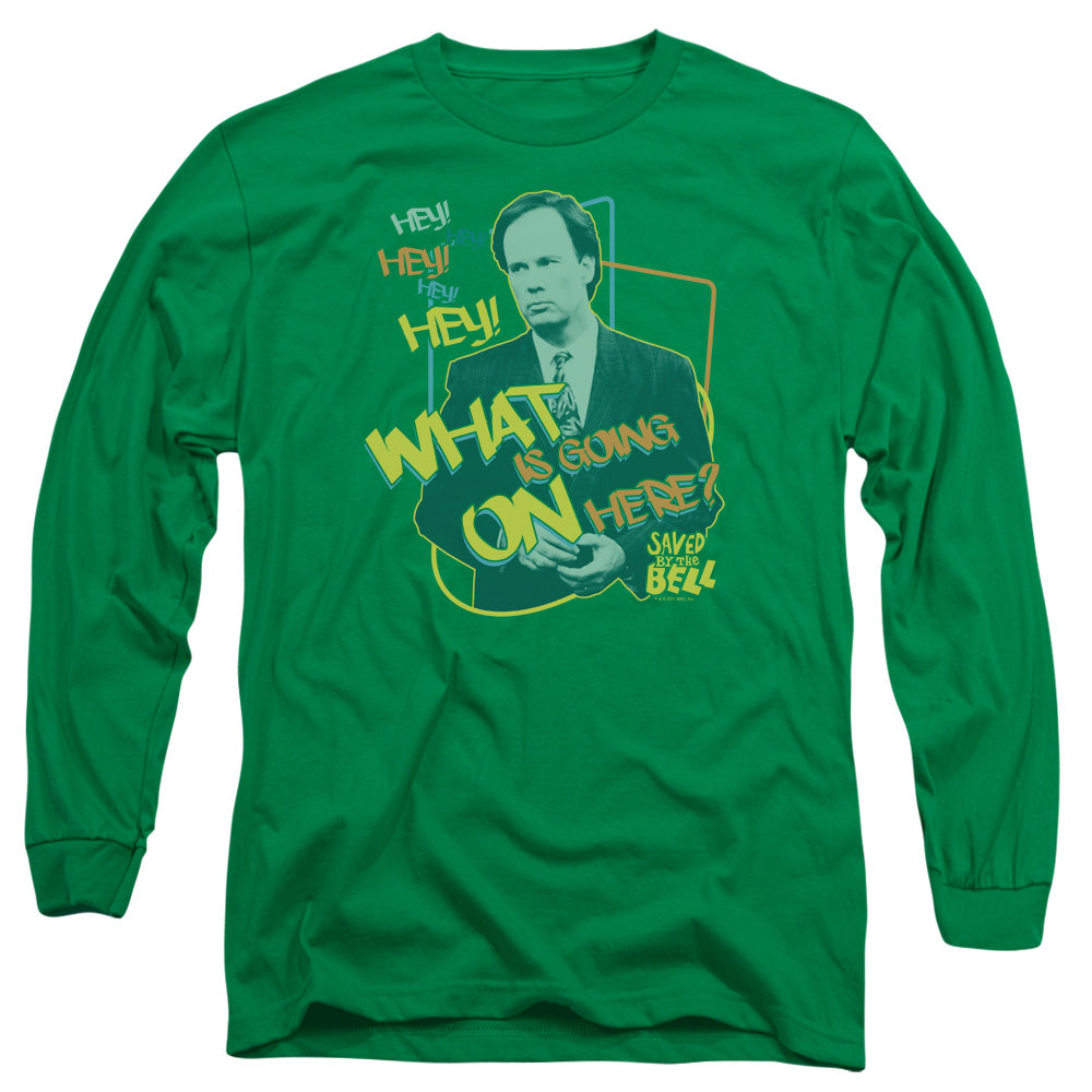 Saved By The Bell Mr. Belding Mens Long Sleeve Shirt Kelly Green Officially Licensed