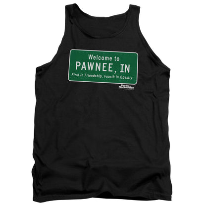 Parks And Rec Pawnee Sign Mens Tank Top Shirt Black