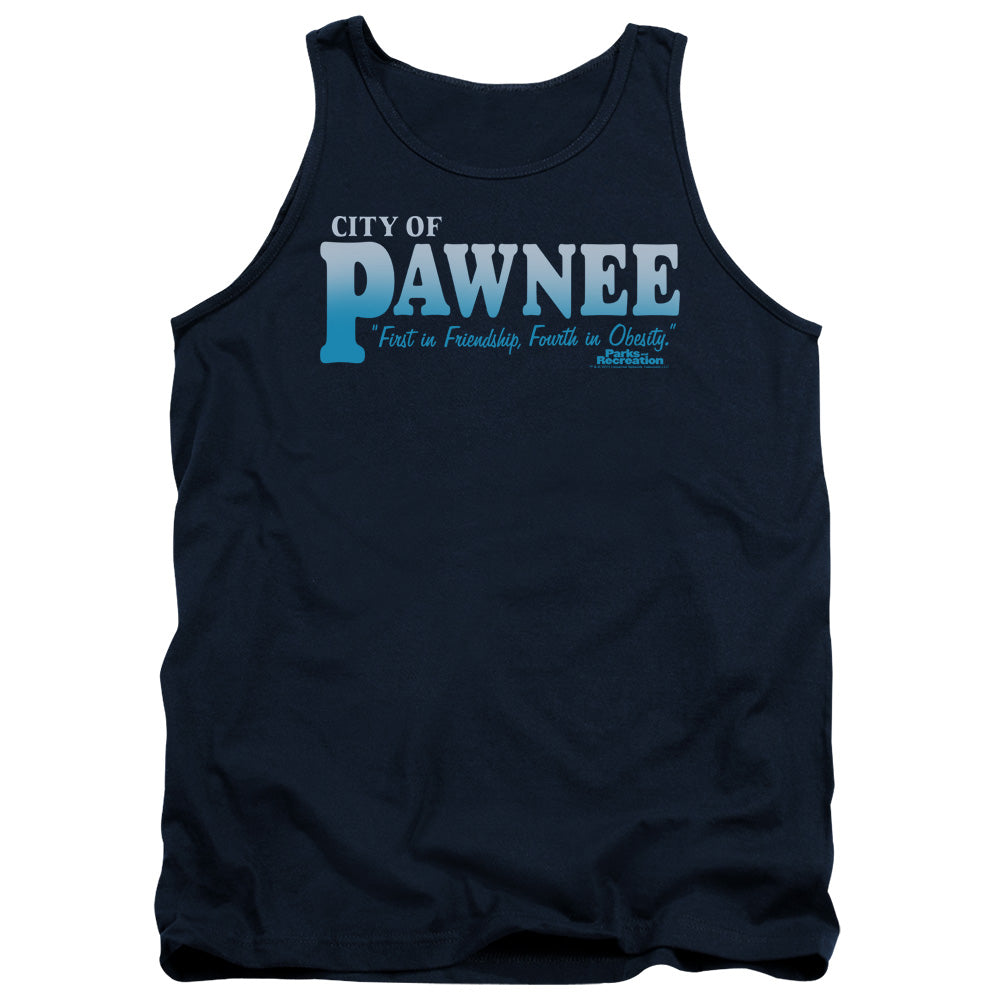 Parks And Rec Pawnee Mens Tank Top Shirt Navy