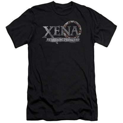 Xena Battered Logo Premium Bella Canvas Slim Fit Mens T Shirt Black