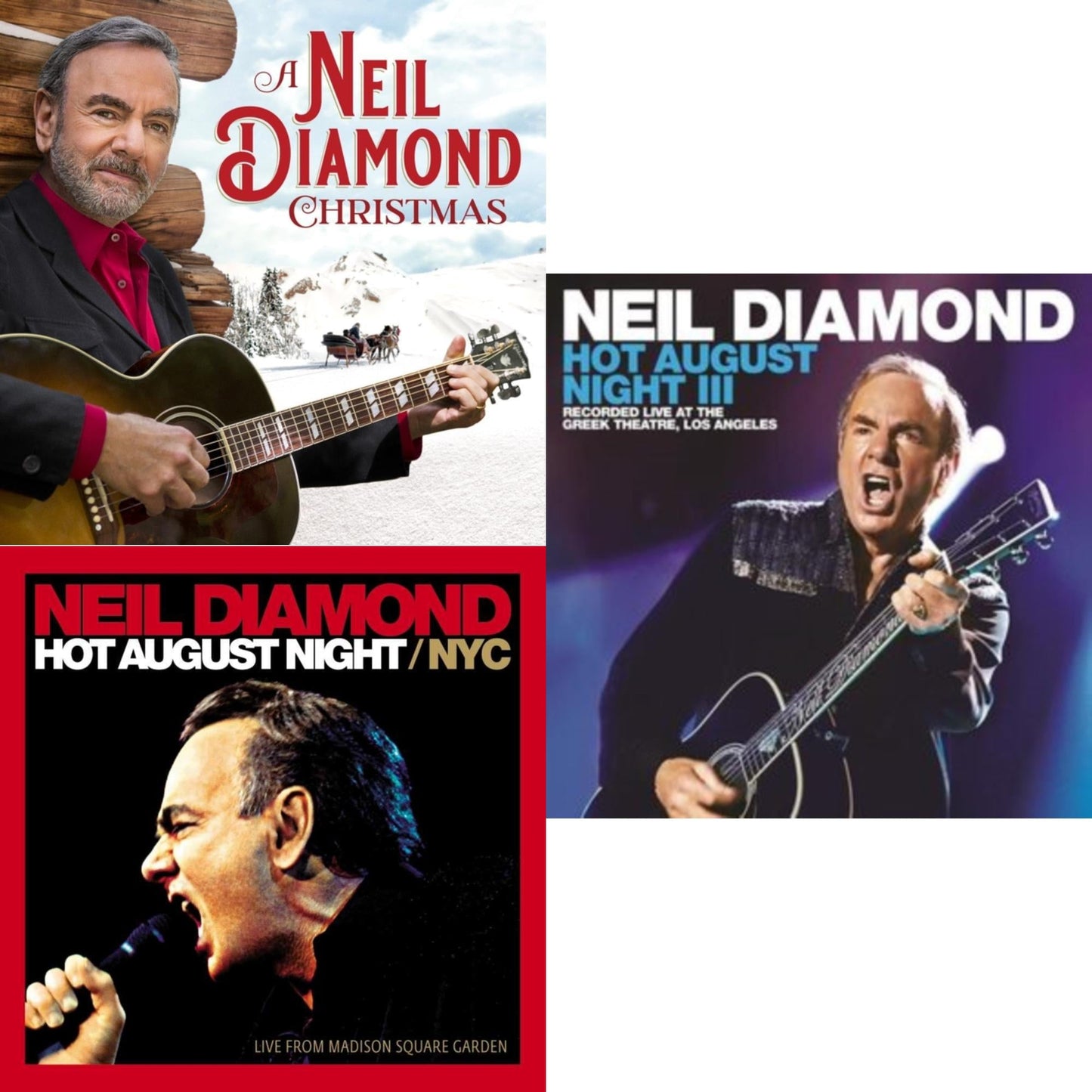 Neil Diamond - Neil Diamond Christmas (2LP) & Hot August Night/Nyc Live From Madison Square Garden (2LP) & Hot August Night Iii (Sea Glass Vinyl/2LP)