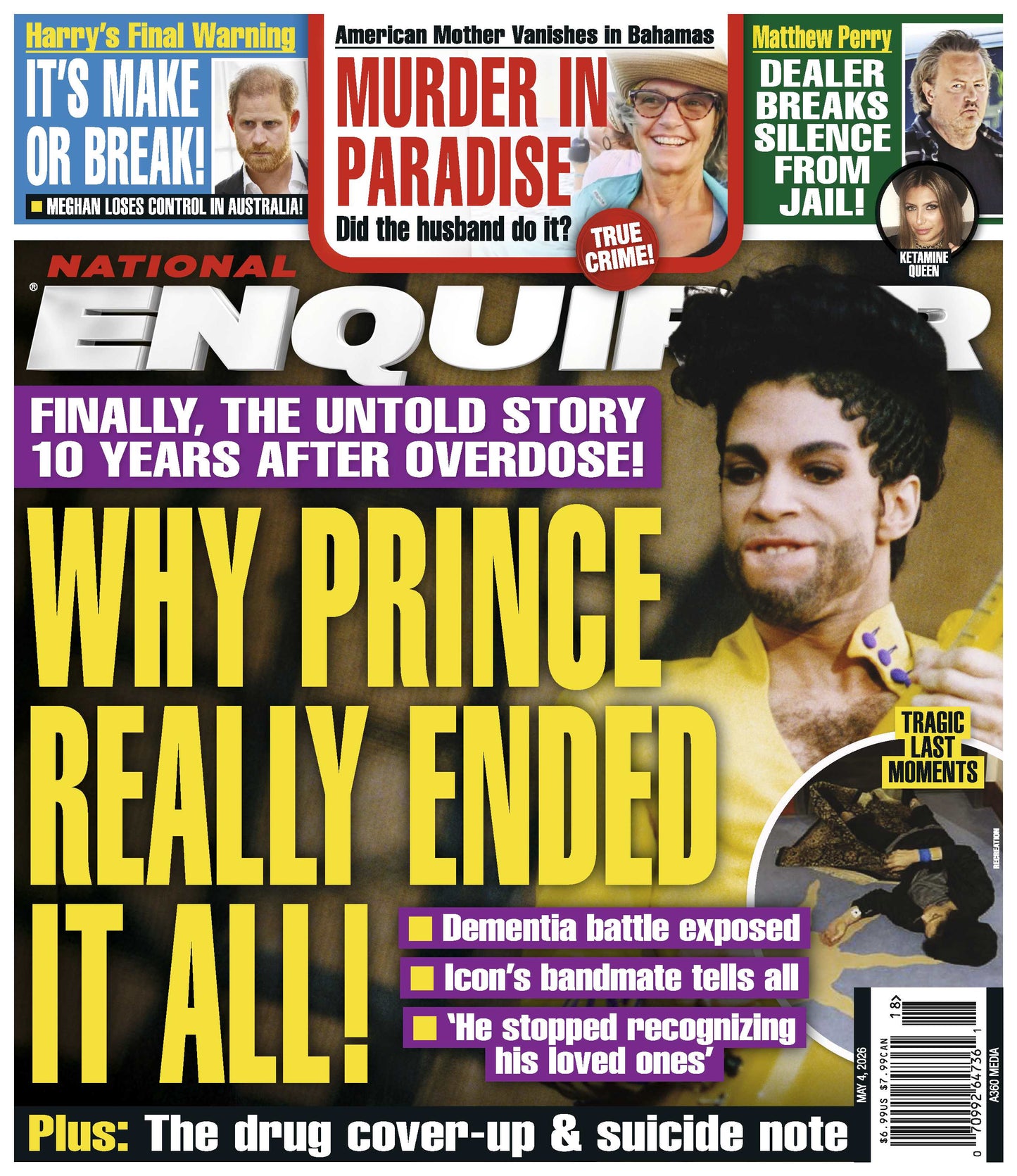 National Enquirer - 05.04.26: Why Prince Really Ended It All, The Untold Story 10 Years After Overdose, Harry's Final Warning, Matthew Perry's Dealer Breaks Silence, Murder In Paradise & More!
