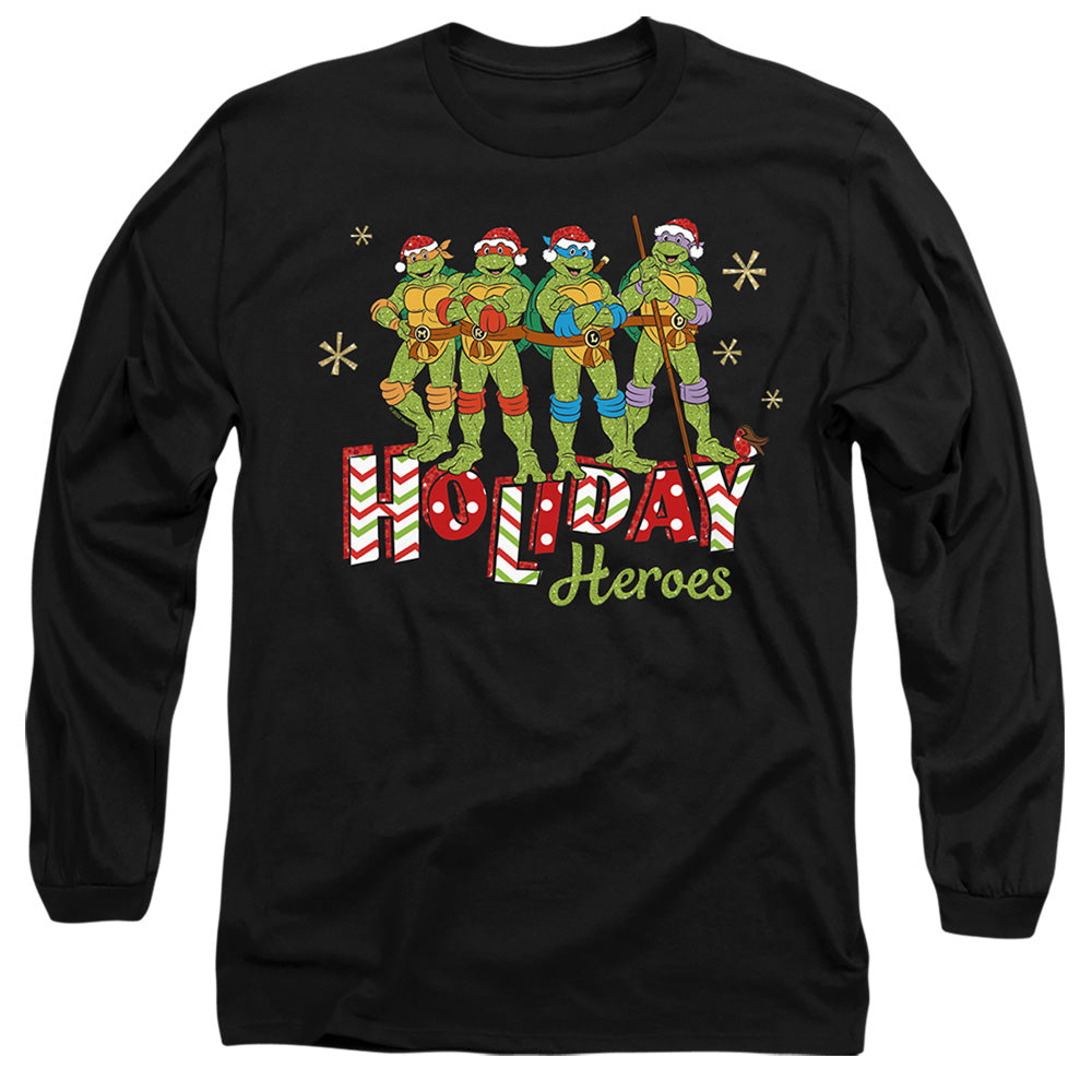 Teenage Mutant Ninja Turtles Holiday Heroes Christmas Shine Mens Long Sleeve Shirt Black Officially Licensed