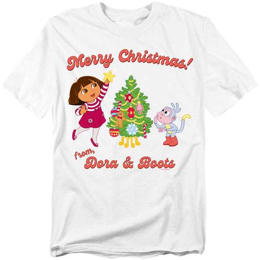 Dora The Explorer Happy Holidays From Dora And Boots Mens T Shirt White