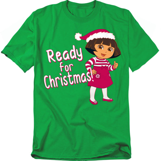 Dora The Explorer Dora Ready For The Holidays Mens T Shirt Kelly Green