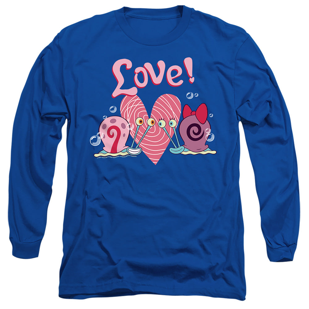 Spongebob Valentine'S Love With Gary And Snellie Mens Long Sleeve Shirt Royal Officially Licensed