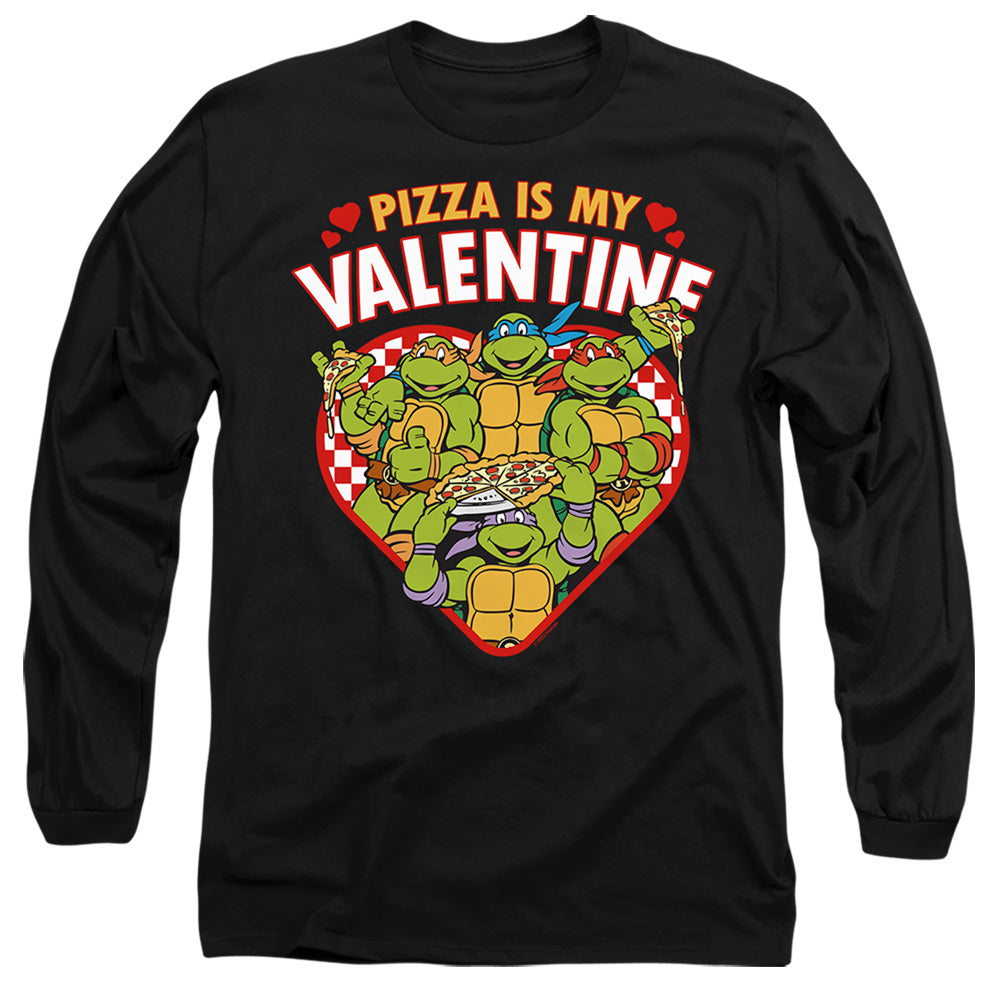 Teenage Mutant Ninja Turtles Pizza Is My Valentine Mens Long Sleeve Shirt Black Officially Licensed