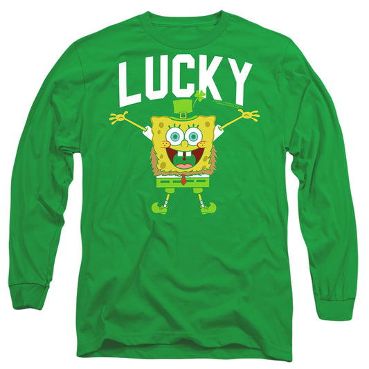 Spongebob Squarepants St. Patrick'S Day Lucky Bob Mens Long Sleeve Shirt Kelly Green