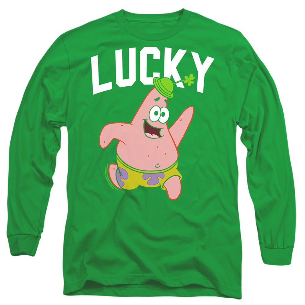 Spongebob Squarepants St. Patrick'S Day Lucky Patrick Mens Long Sleeve Shirt Kelly Green Officially Licensed