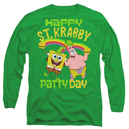 Spongebob Squarepants St. Patrick'S Day St. Krabby Patty Day Mens Long Sleeve Shirt Kelly Green Officially Licensed