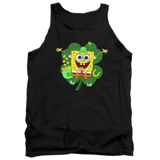 Spongebob Squarepants St. Patrick'S Day Spongey Four Leaf Clover Mens Tank Top Shirt Black