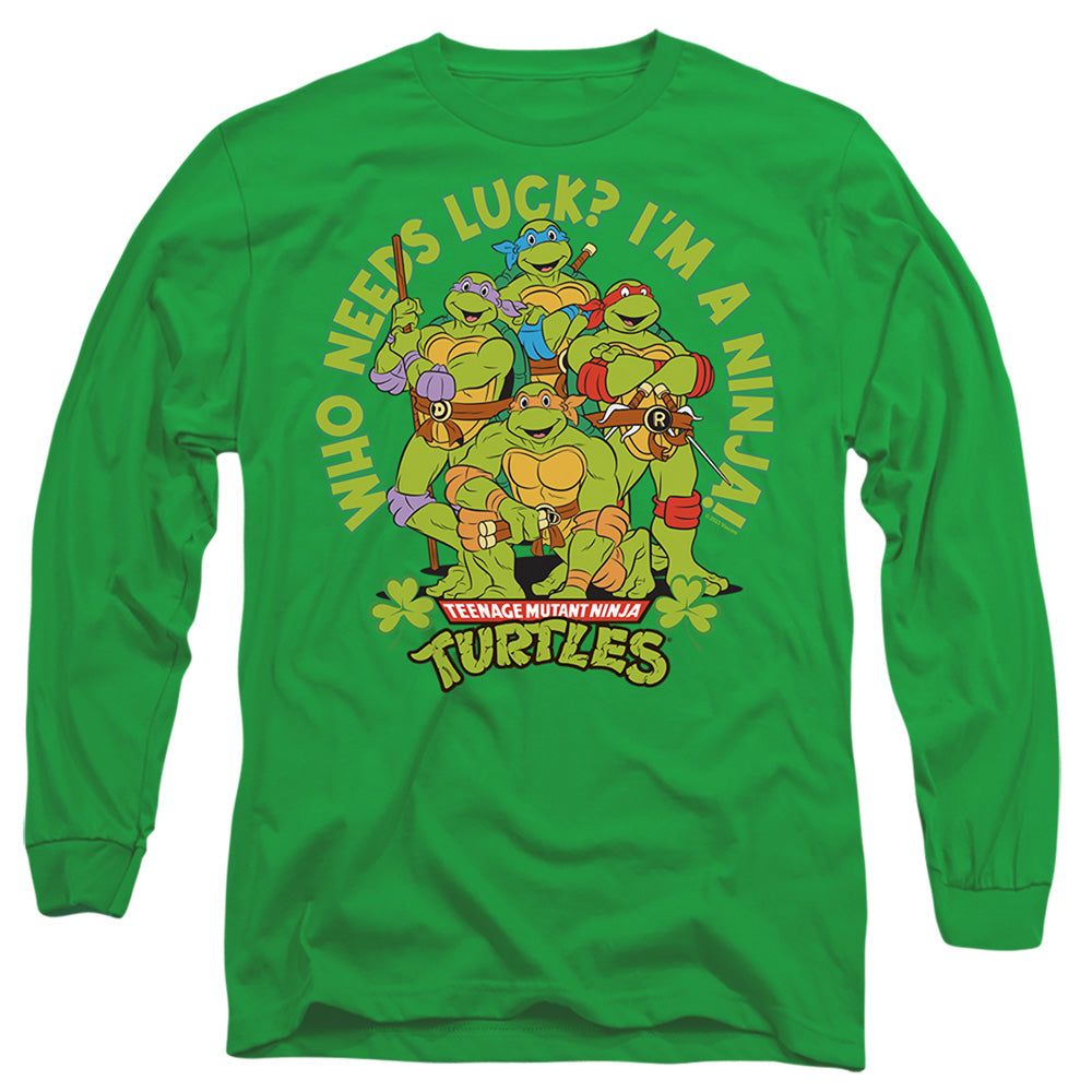 Teenage Mutant Ninja Turtles St. Patrick'S Day Who Needs Luck Mens Long Sleeve Shirt Kelly Green Officially Licensed