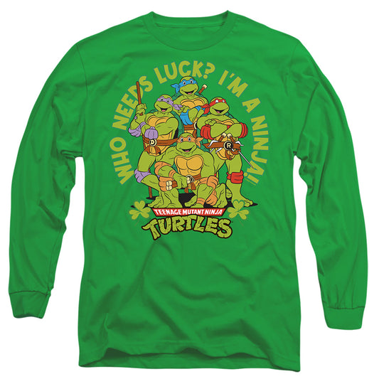 Teenage Mutant Ninja Turtles St. Patrick'S Day Who Needs Luck Mens Long Sleeve Shirt Kelly Green Officially Licensed