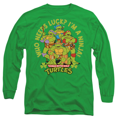 Teenage Mutant Ninja Turtles St. Patrick'S Day Who Needs Luck Mens Long Sleeve Shirt Kelly Green Officially Licensed
