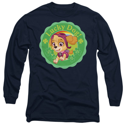 Paw Patrol St. Patrick'S Day Lucky Dog Mens Long Sleeve Shirt Navy Officially Licensed