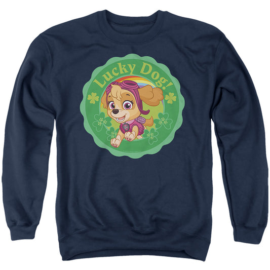 Paw Patrol St. Patrick'S Day Lucky Dog Mens Crewneck Sweatshirt Navy Officially Licensed
