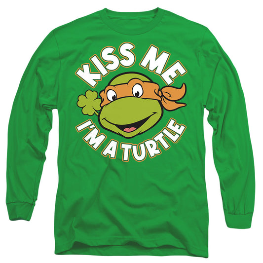 Teenage Mutant Ninja Turtles St. Patrick'S Day Kiss Me Mens Long Sleeve Shirt Kelly Green Officially Licensed
