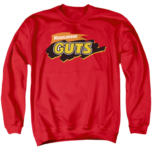 Nickelodeon Guts Guts Logo Mens Crewneck Sweatshirt Red Officially Licensed