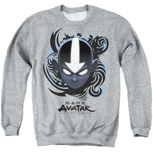 Avatar The Last Airbender Airbender Blue And Black Kanji Mens Crewneck Sweatshirt Athletic Heather