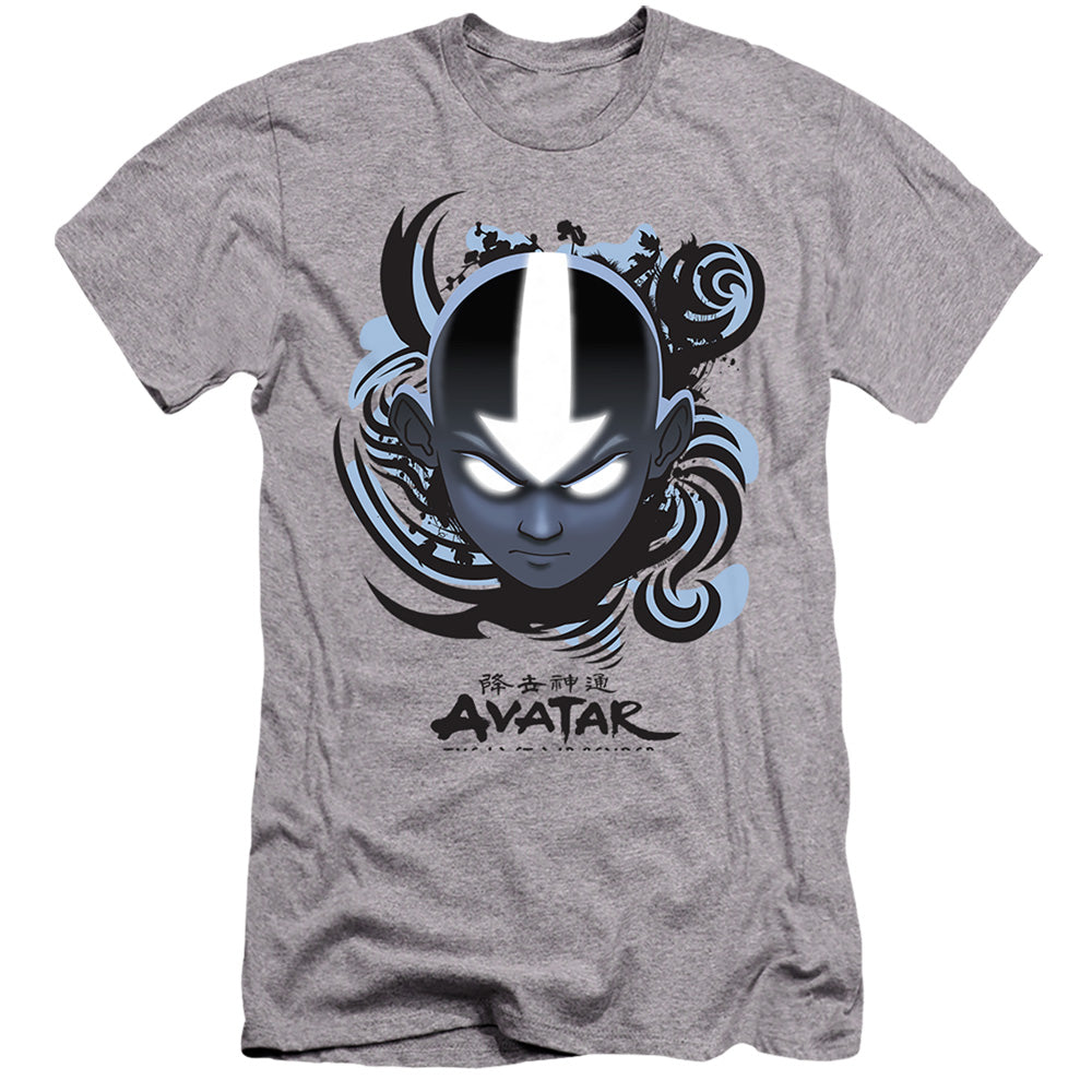 Avatar The Last Airbender Airbender Blue And Black Kanji Hbo Premium Bella Canvas Slim Fit Mens T Shirt Athletic Heather