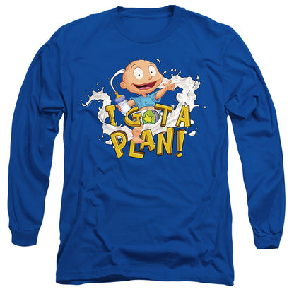 Rugrats Tommy Pickles Has A Plan Mens Long Sleeve Shirt Royal Blue