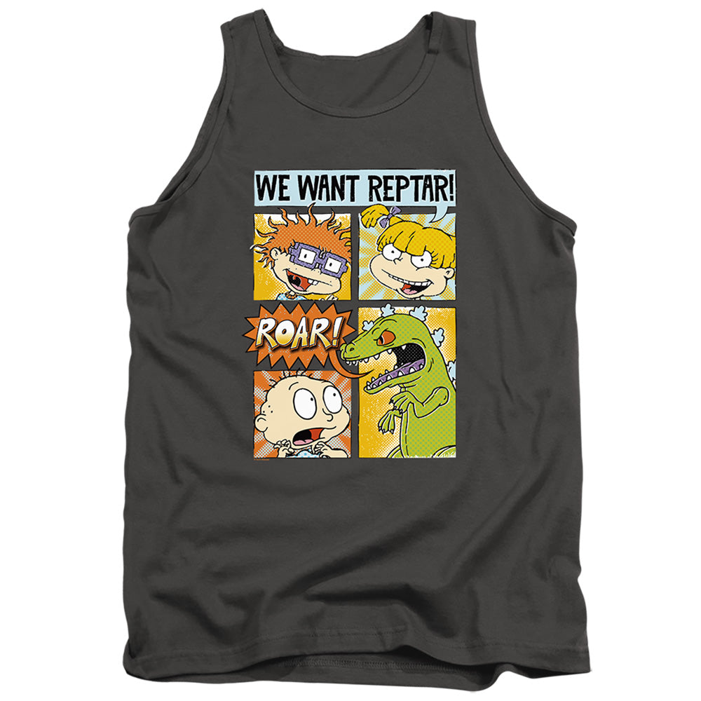 Rugrats We Want Reptar! Comic Mens Tank Top Shirt Charcoal