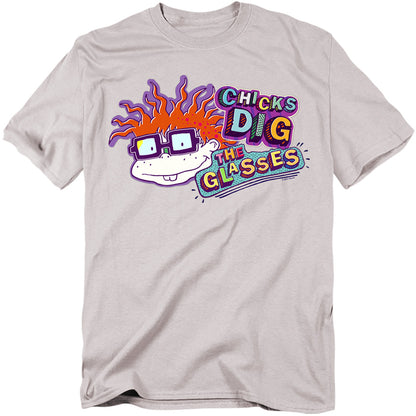 Rugrats Chicks Dig The Glasses Badge Mens T Shirt Silver