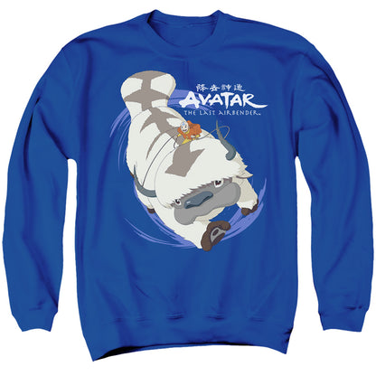 Avatar The Last Airbender Appa In Flight Mens Crewneck Sweatshirt Royal Blue Officially Licensed
