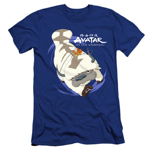 Avatar The Last Airbender Appa In Flight Hbo Premium Bella Canvas Slim Fit Mens T Shirt Royal Blue